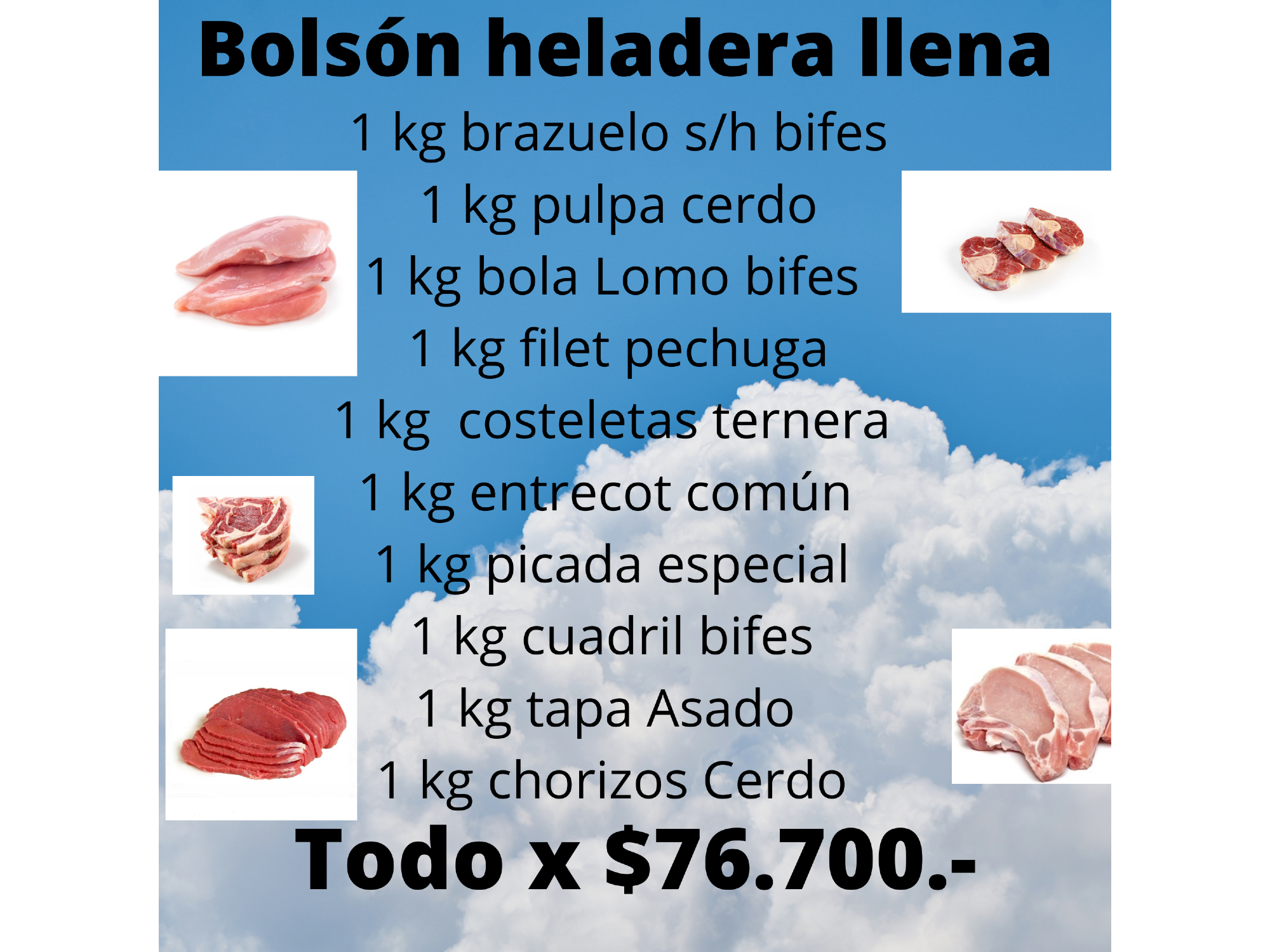 Bolsón x 10 kilos heladera llena