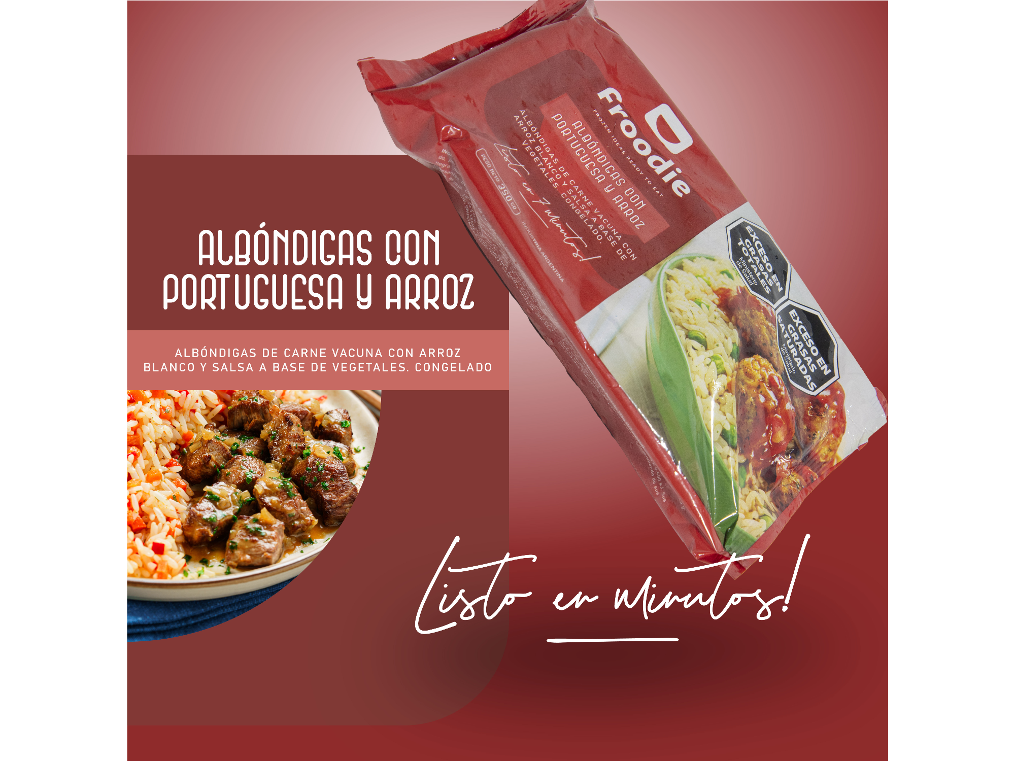 Caja x12 de albóndigas con portuguesa y arroz