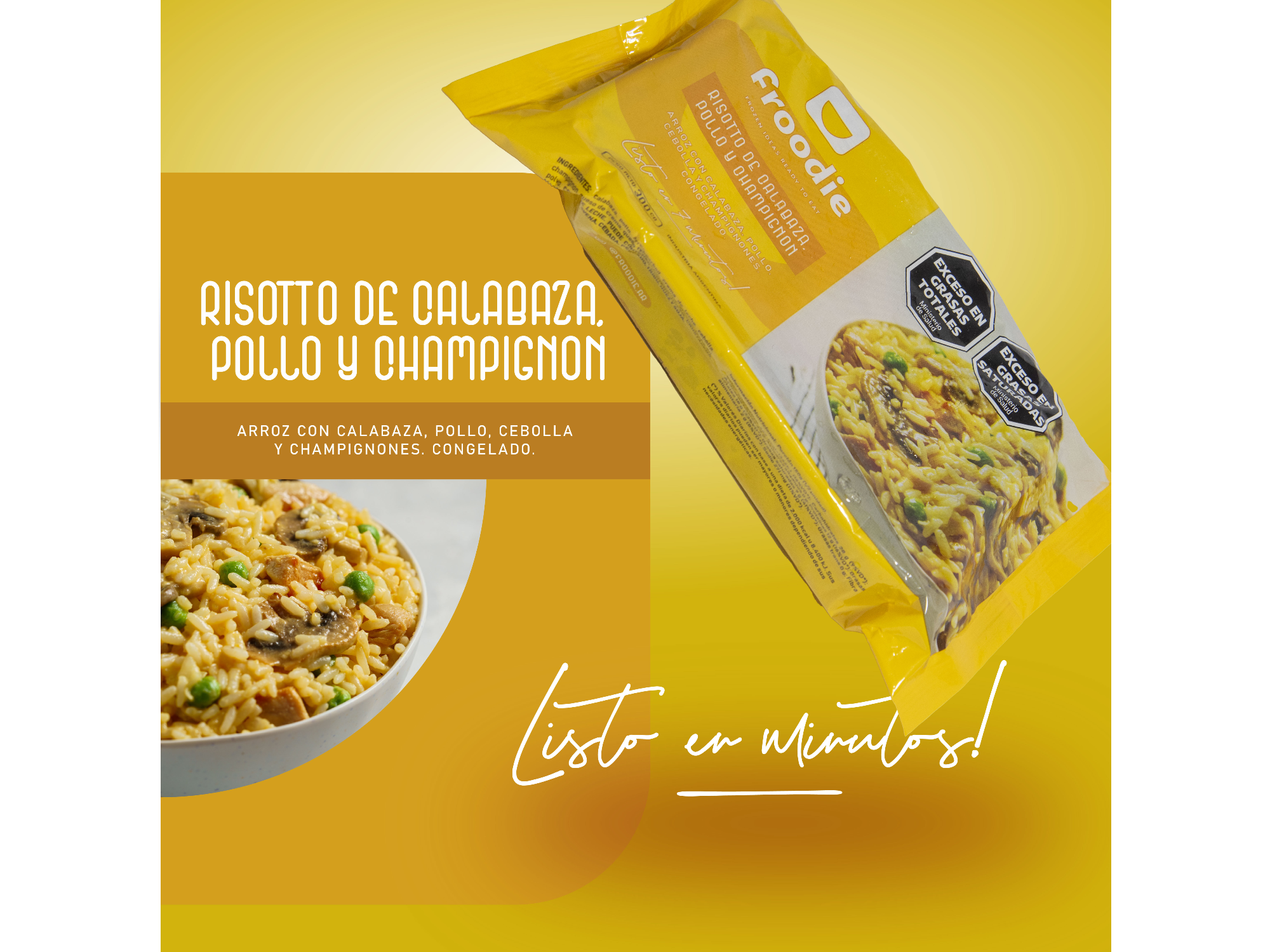 Caja x12 de risotto de calabaza, pollo y champignon