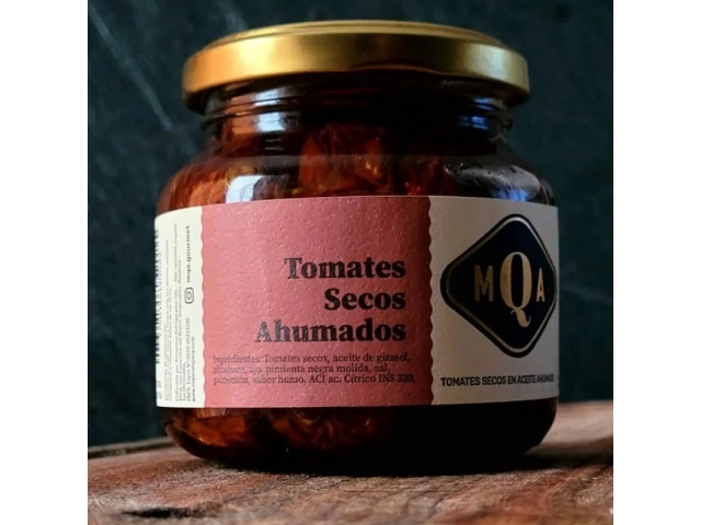 Tomates secos ahumados en aceite de oliva y albahaca x 180 grs MQA