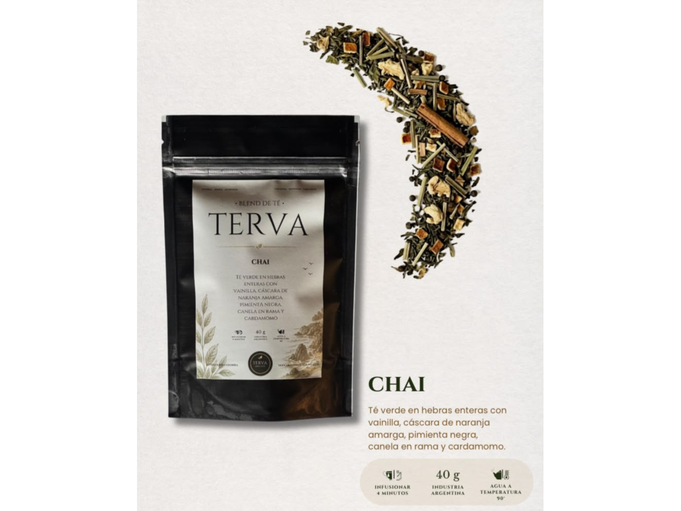 Té en hebras Chai x 40 grs Terva