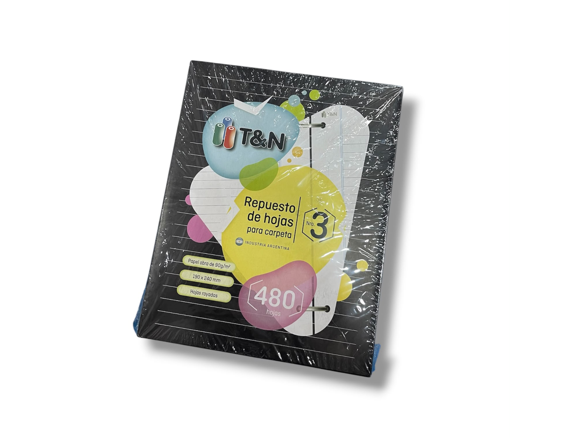 Repuesto de hojas para carpeta escolar  N° 3 x480 hojas - 90 Grs