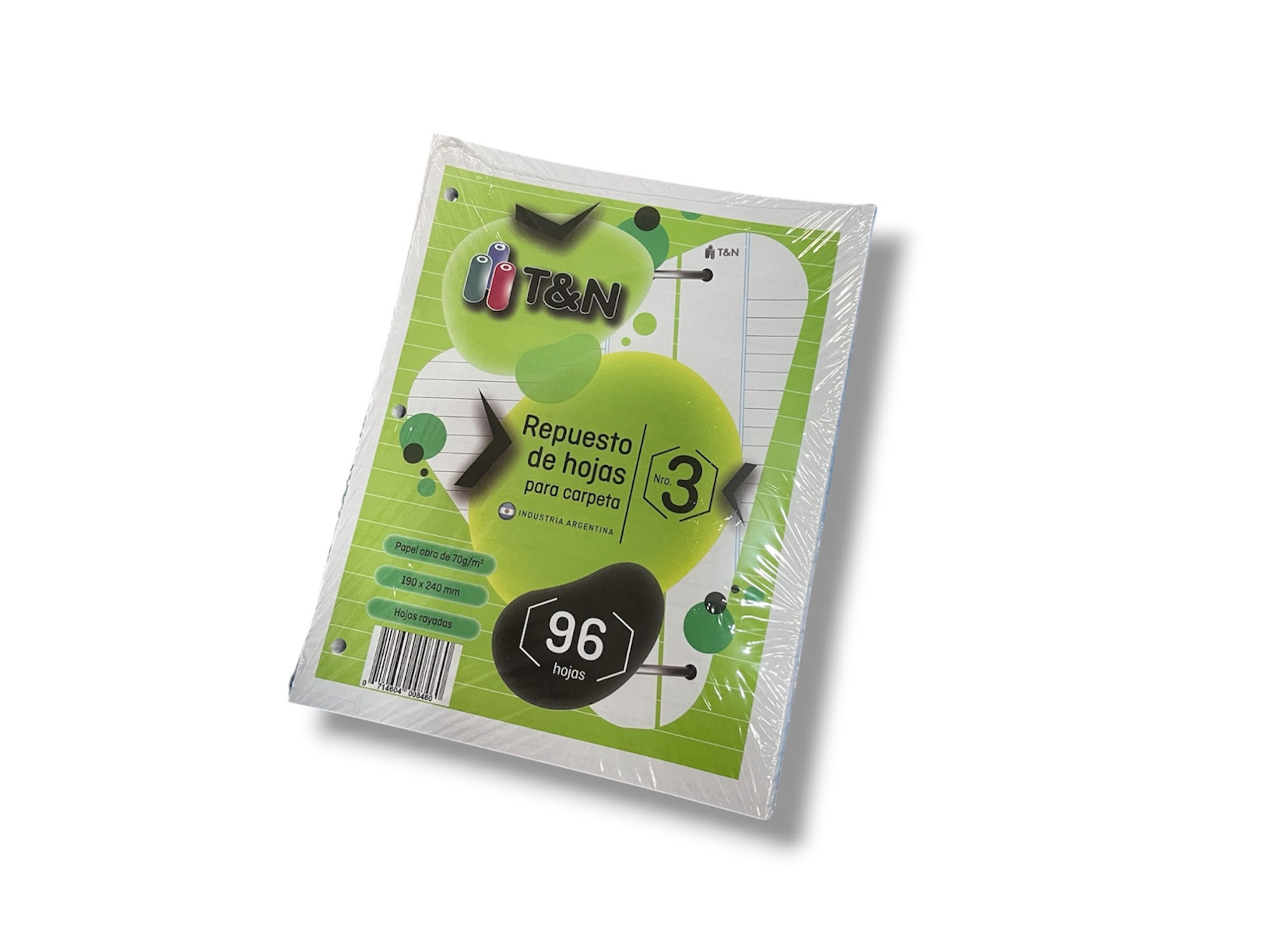 Repuesto de hojas para carpeta escolar N° 3 x96 hojas - 70 Grs