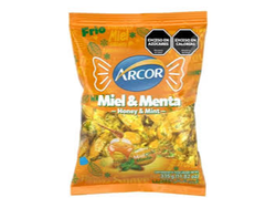 CARAMELO RELLENO MIEL Y MENTA ARCOR X 335GR