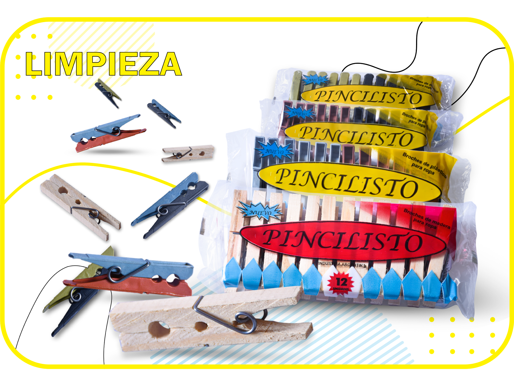 BROCHES PLASTICOS PINCILISTO X 12 U. (BTOX12)