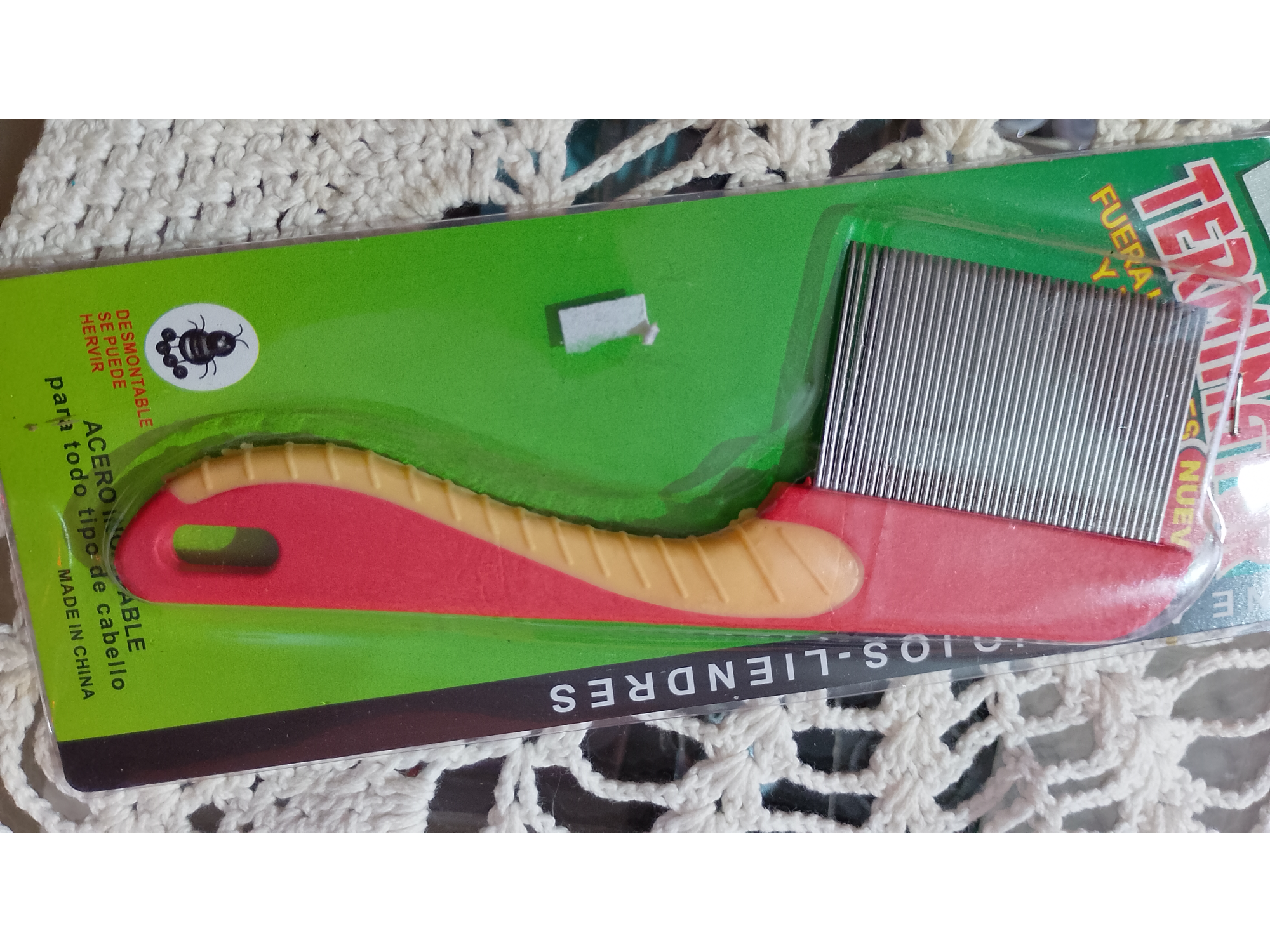 Peine acero fino mango