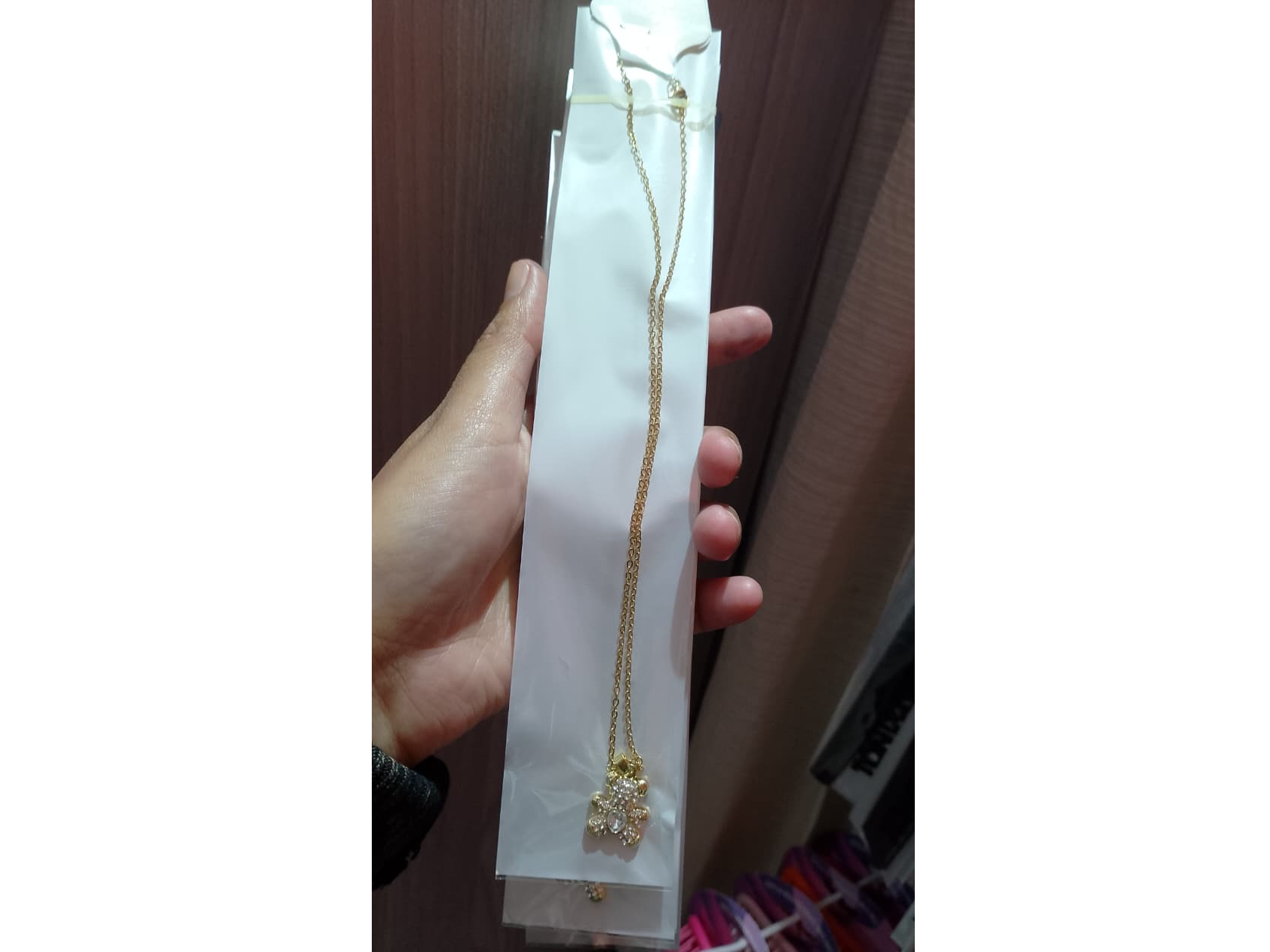 Collar acero dorado osito con stras