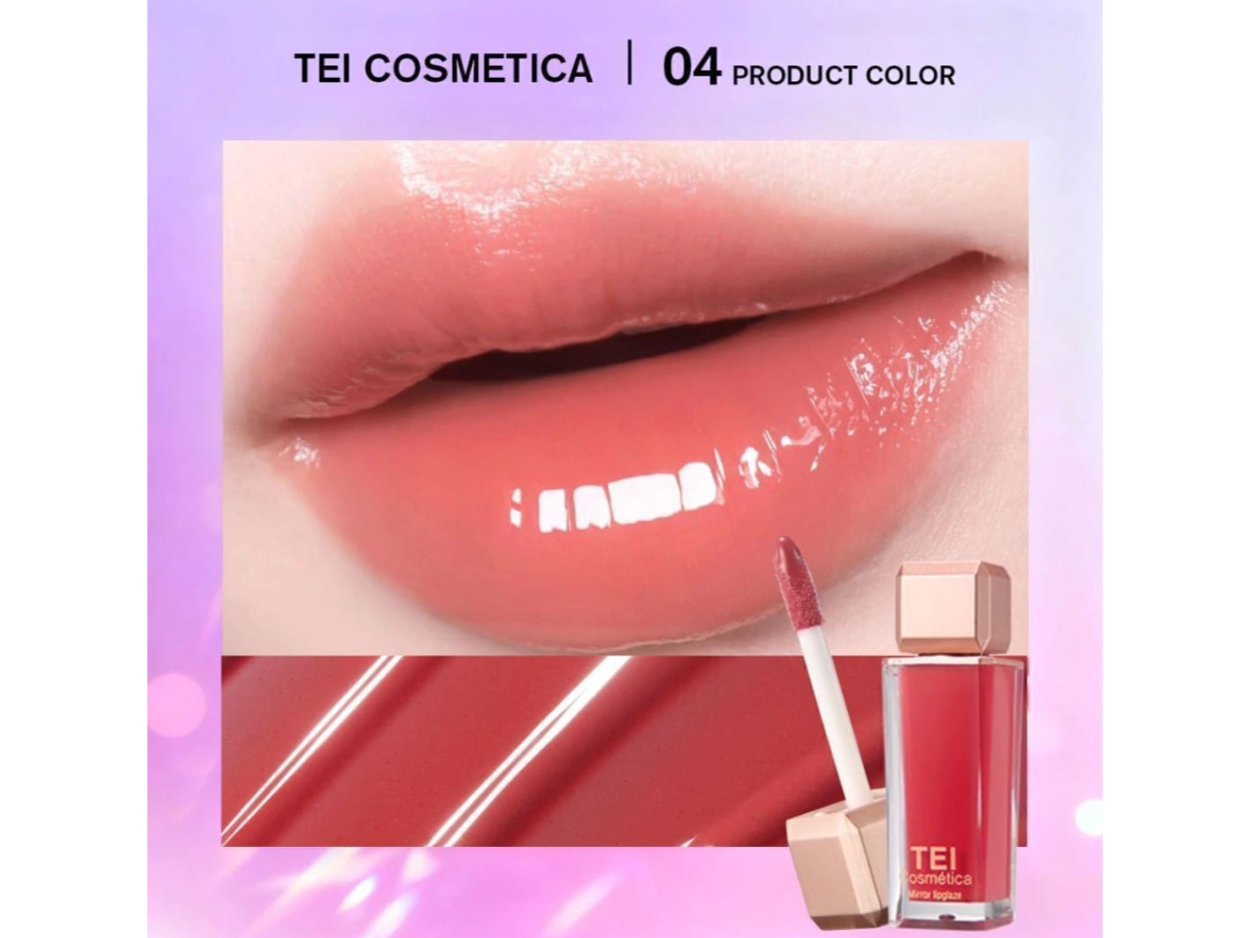 Labial tei brillo con color mirror