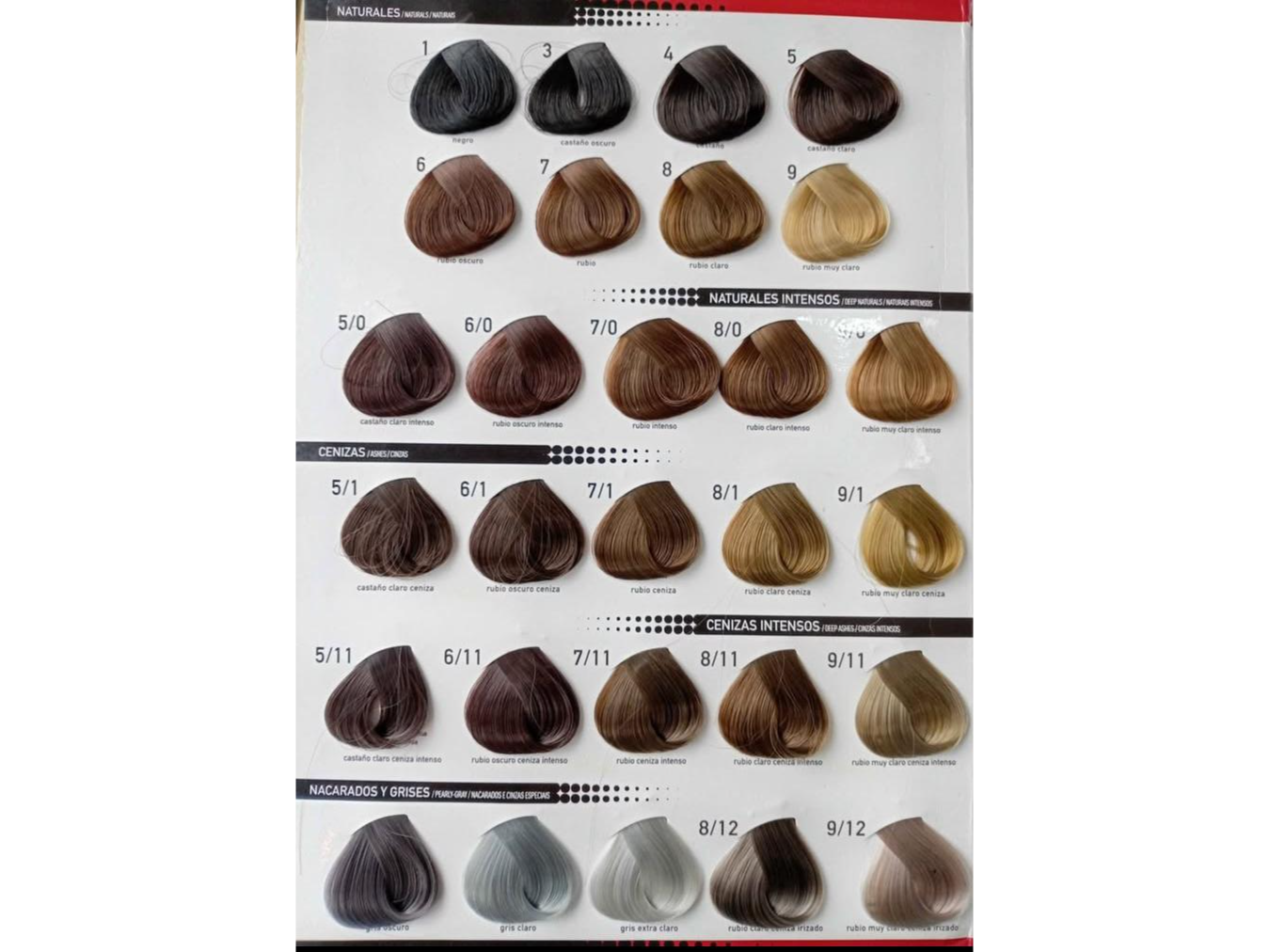 Carta de color.  color máster fidelite ( para mirar los tonos)