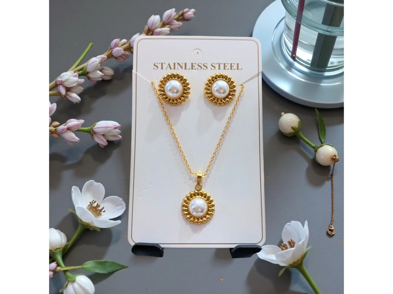 Aros + cadena con dije