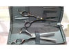 Tijera X2 corte + entresacar+ estuche profesional negra C/5