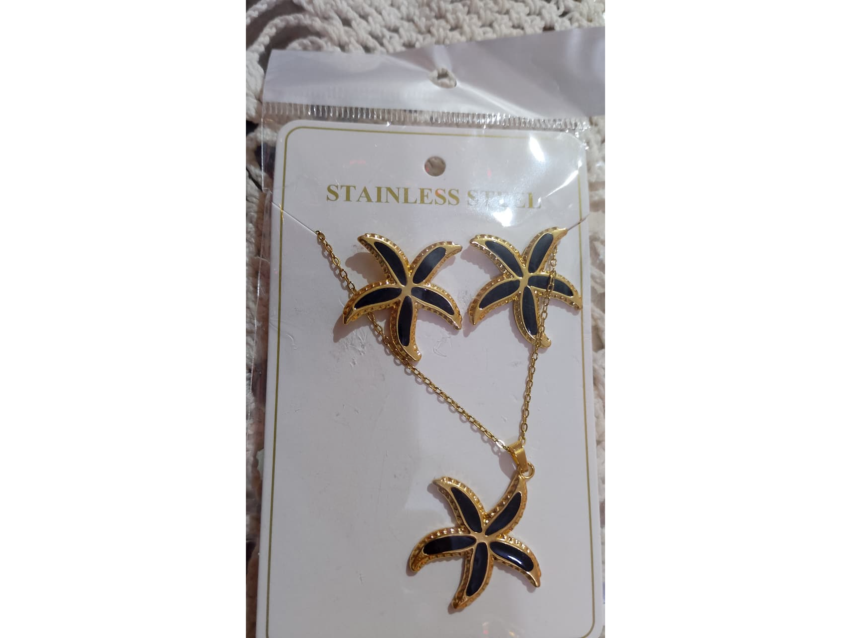 Cadena y aros Estella negro o blanco