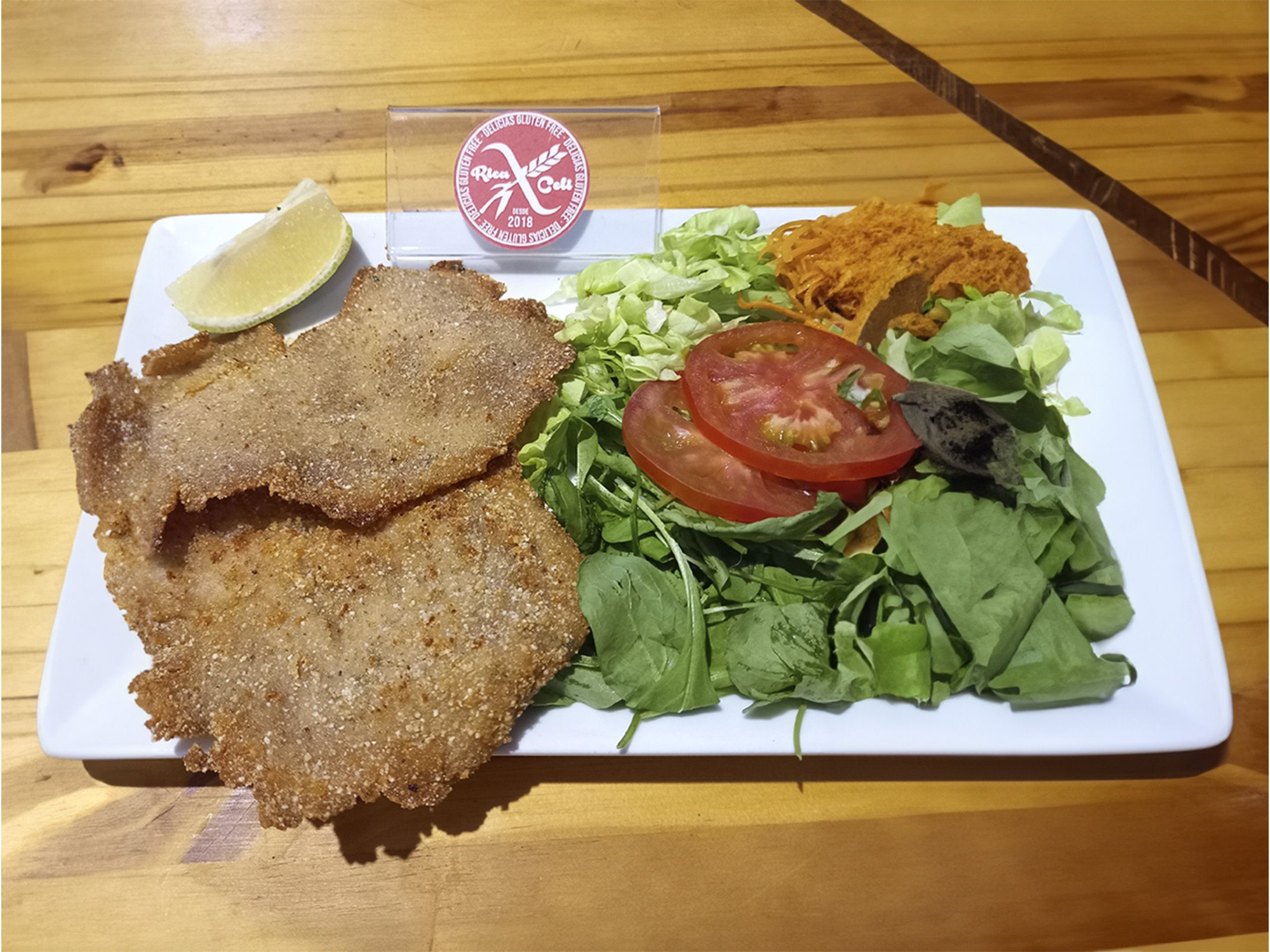 Mila de pollo al plato con ensalada