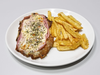 Mila de pollo jamon/queso con papas fritas