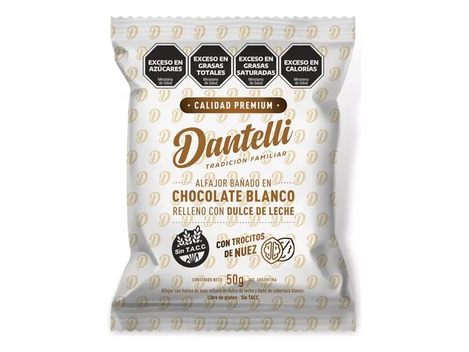 ALFAJOR  DANTELLI CHOCOLATE BLANCO CON NUEZ