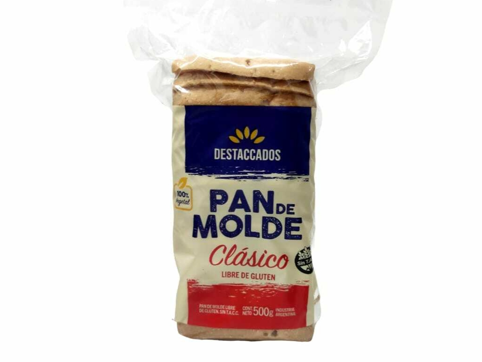 Pan de molde clasico sin gluten destaccados