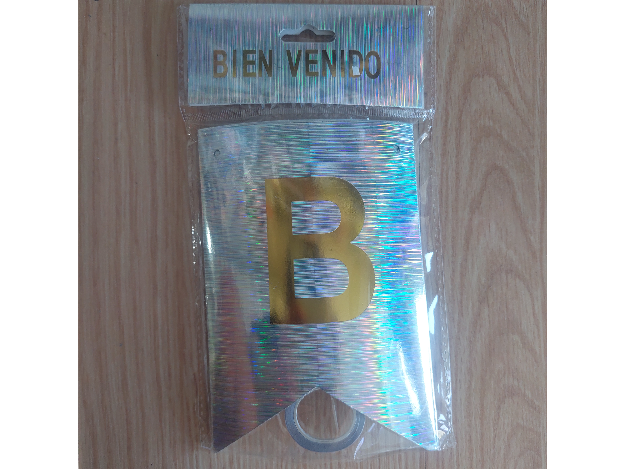 Banderin bienvenido plateado
