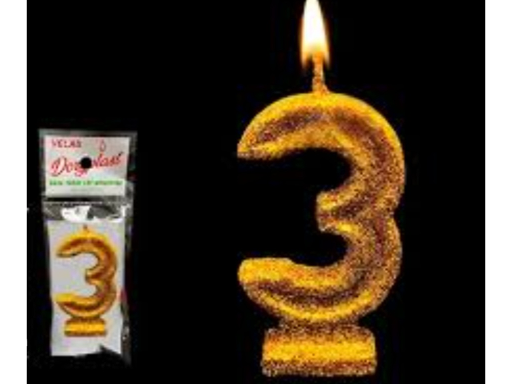 Vela Numerote dorado N°3