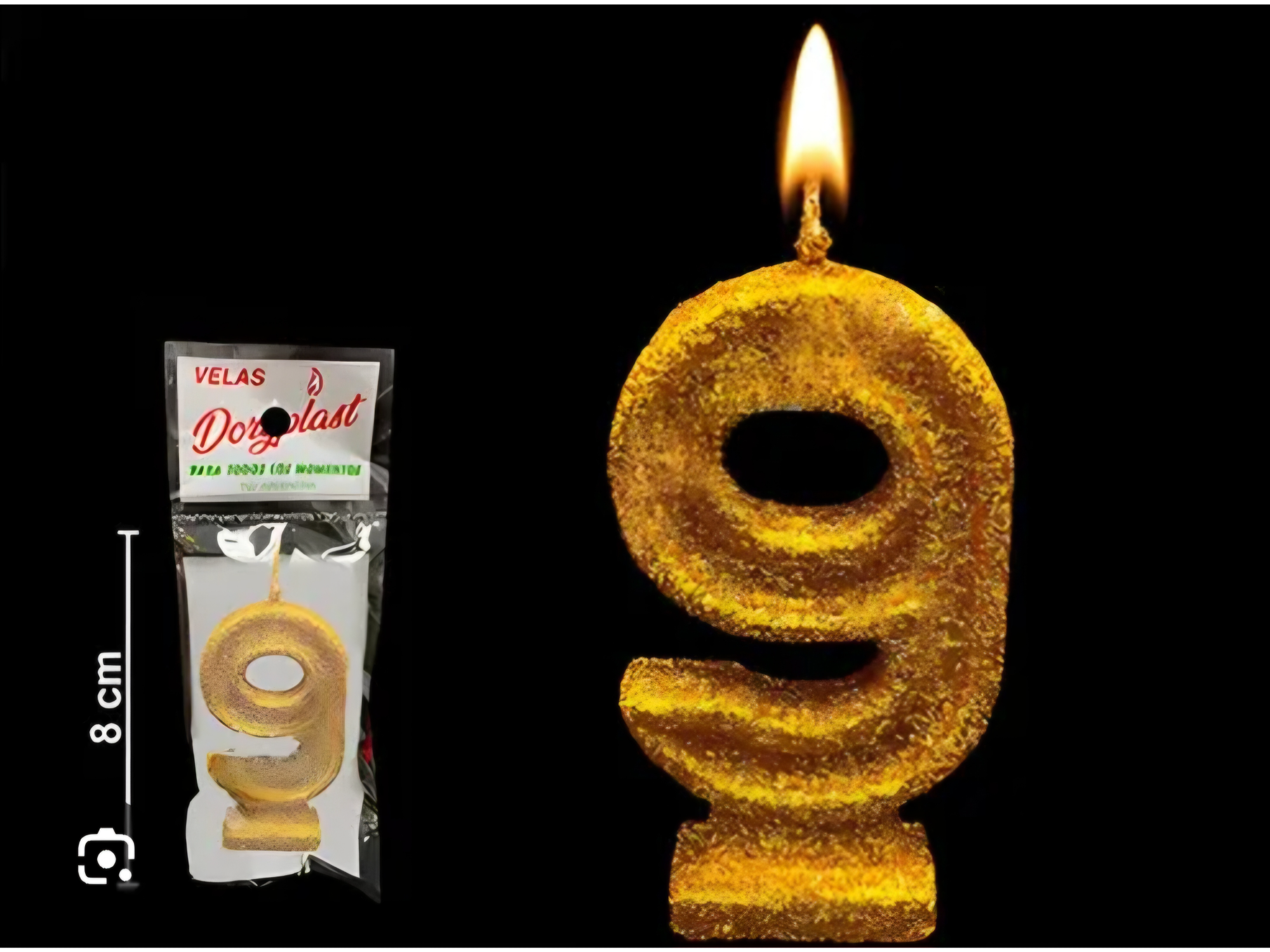 Vela Numerote dorado N°9