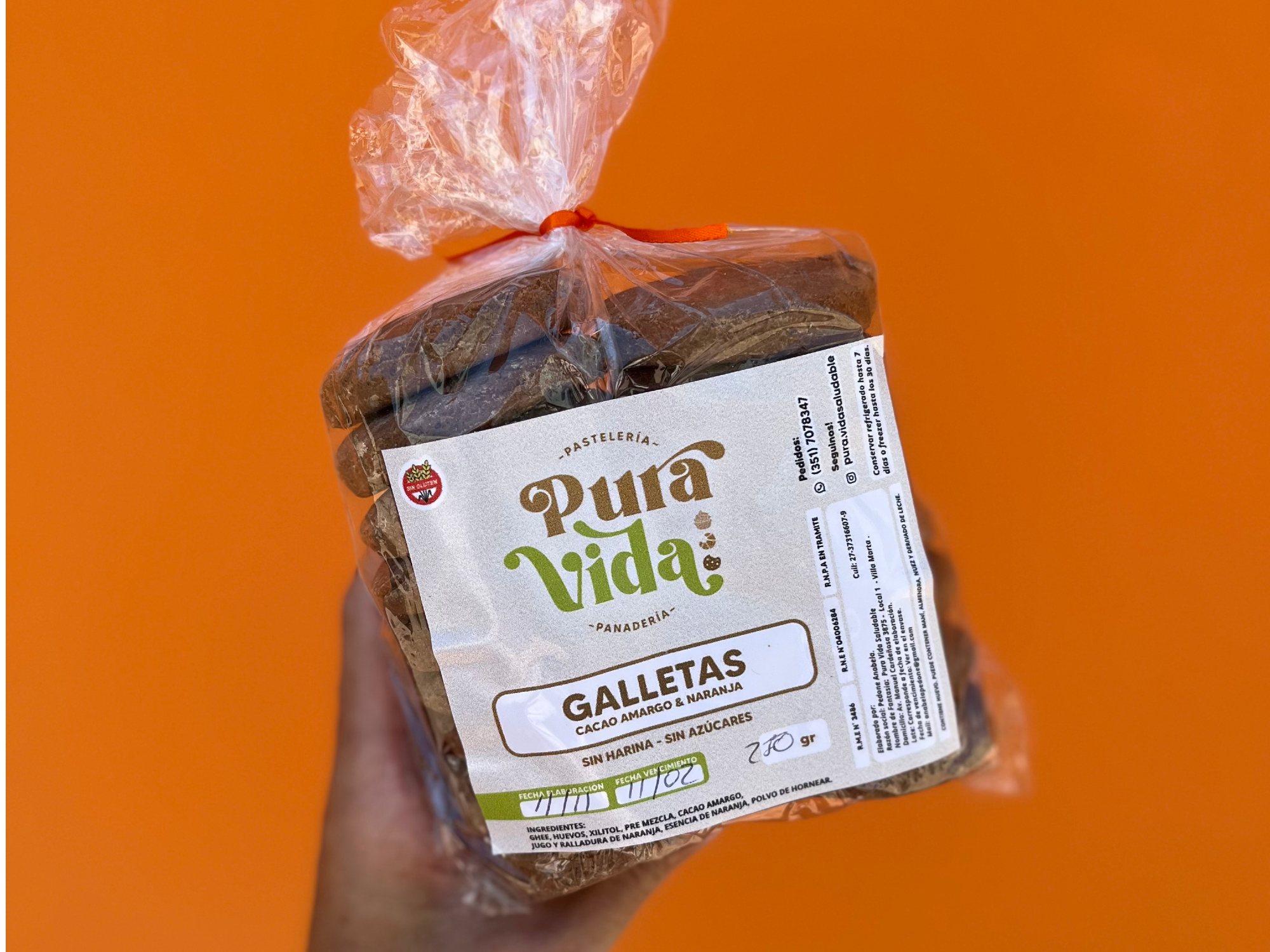 Galletas cacao amargo y naranja x 250grs