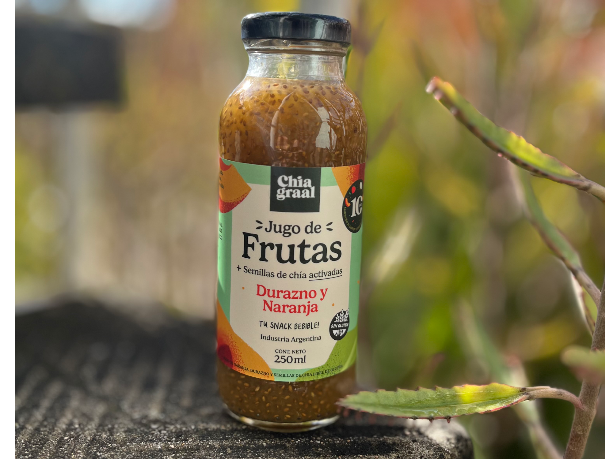 Jugo de durazno, naranja y semillas de chia x 250ml