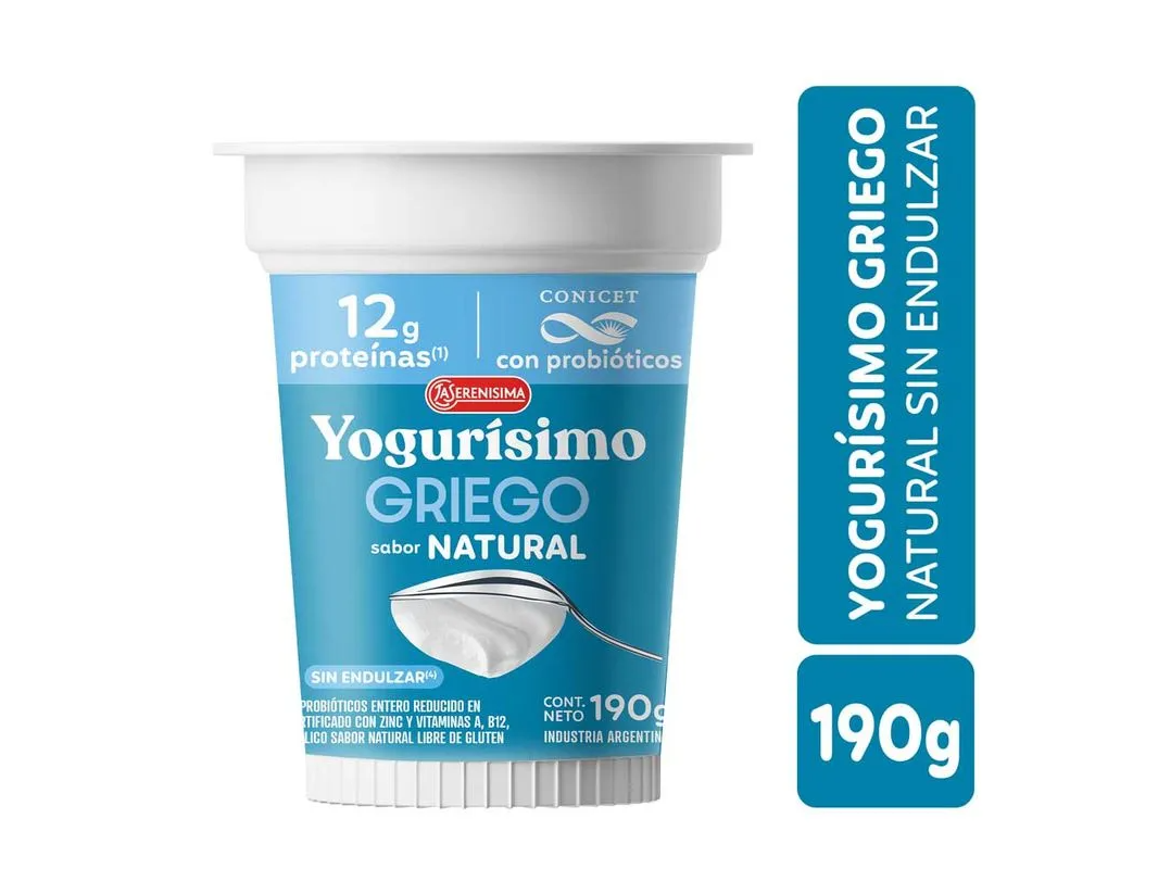 Yogur Griego Batido Natural sin Endulzar X 190 Gr Yogurisimo
