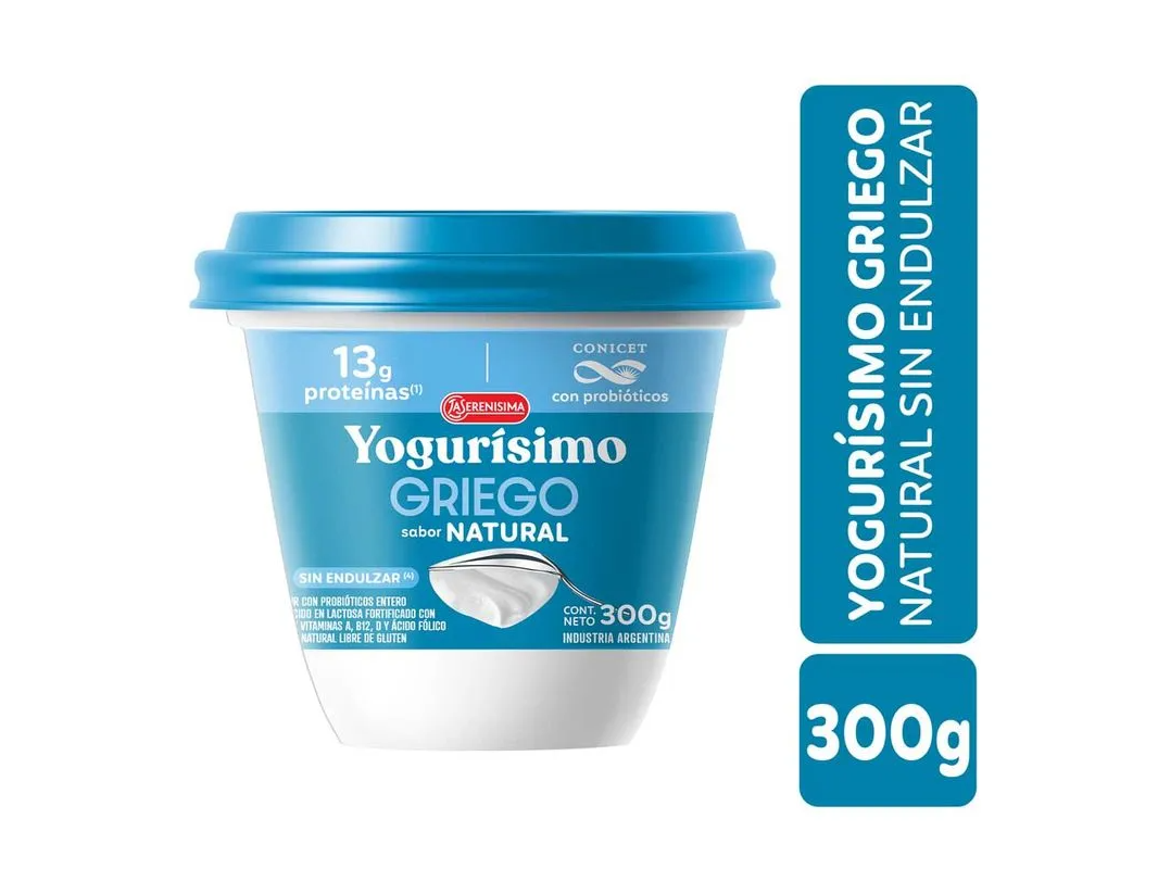 Yogur Griego Natural Sin Endulzar X 300 Grs Yogurísimo