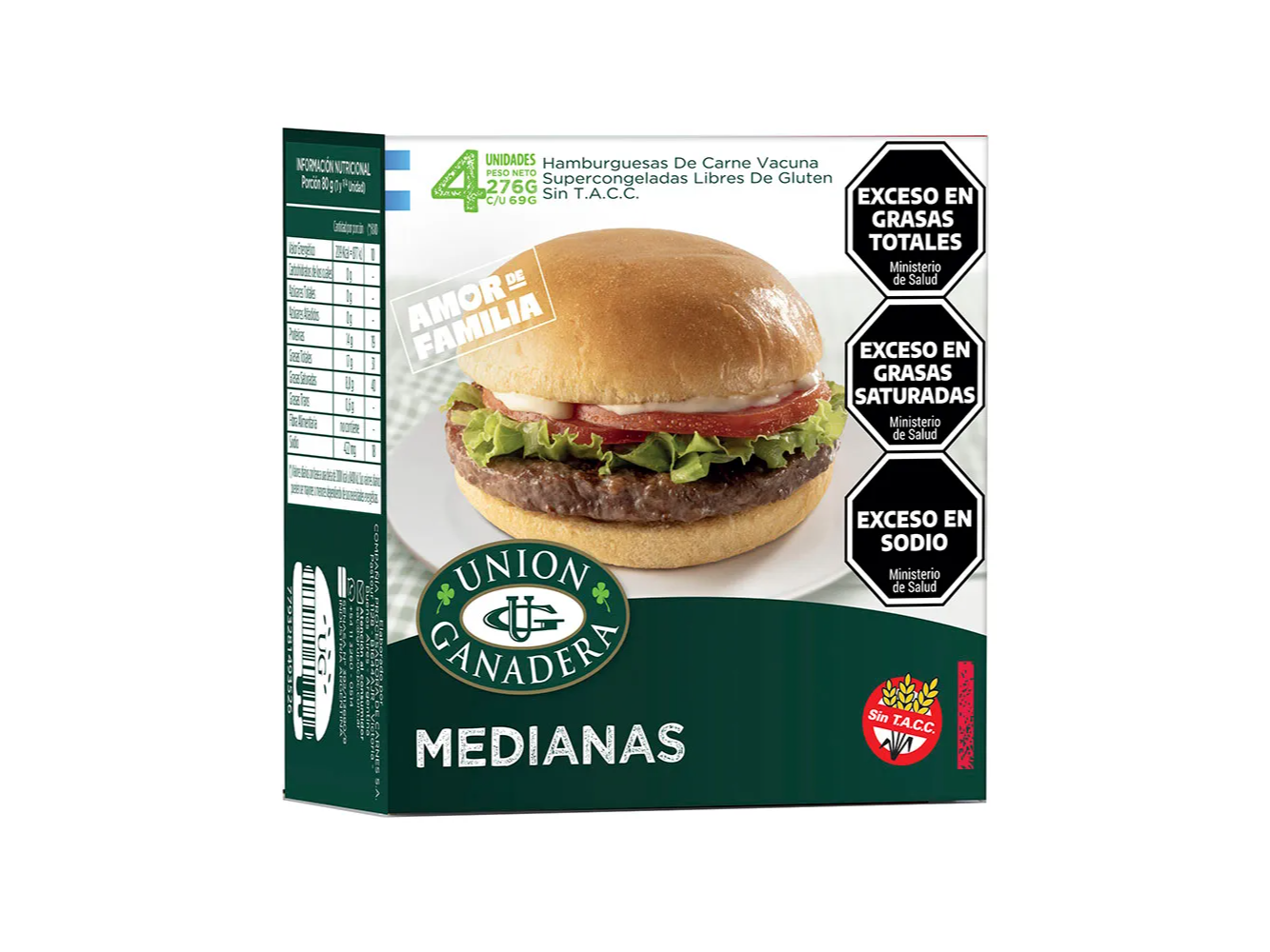 Hamburguesas Union Ganadera Medianas 4 U - 276 Gr