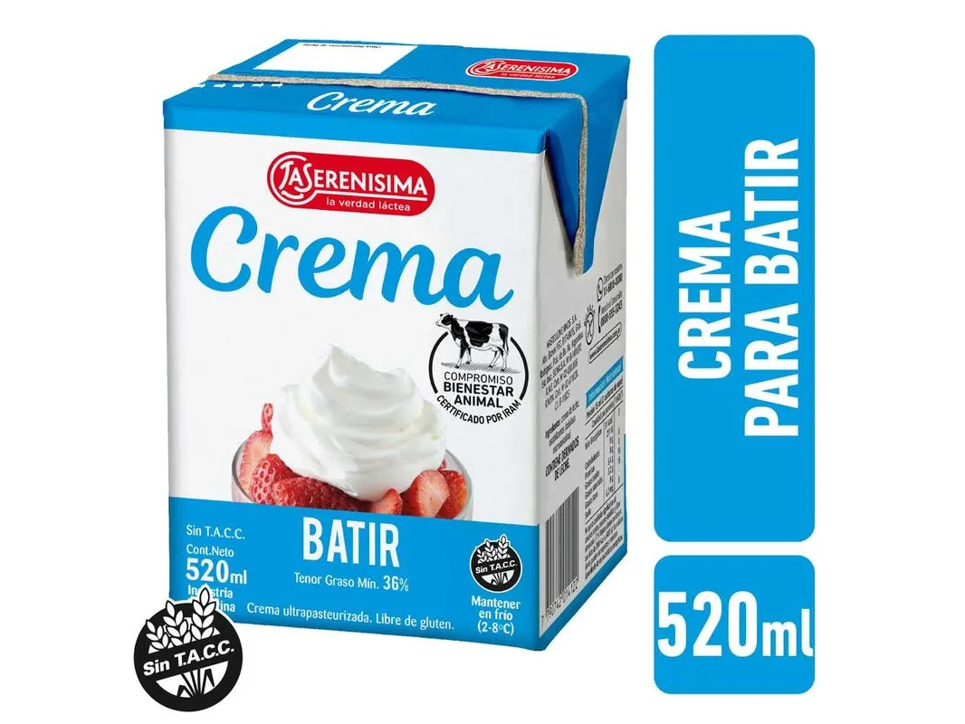 Crema Para Batir Uat La Serenísima Tetratop 520ml