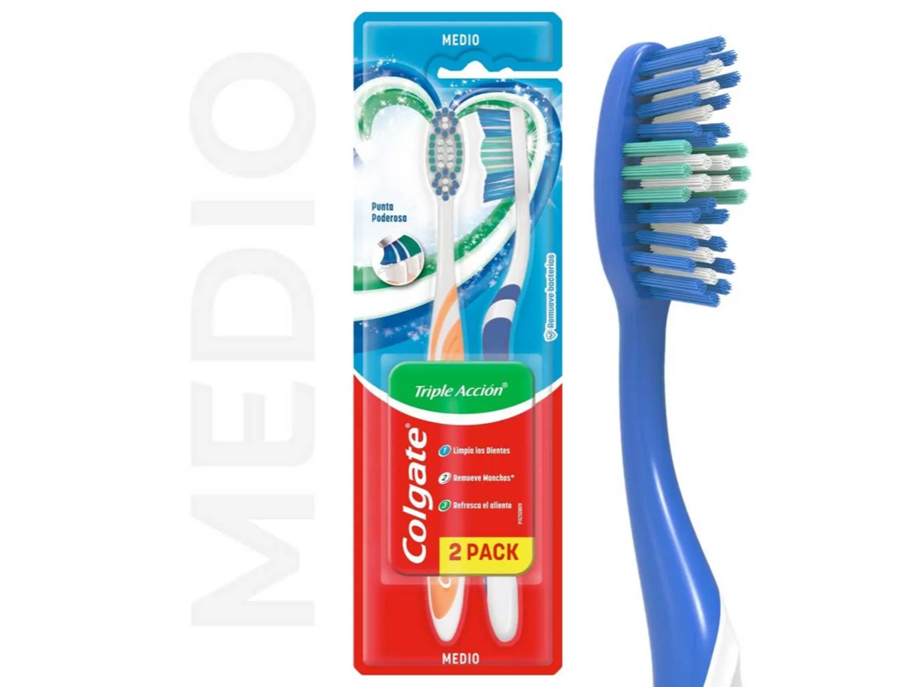 Cepillo de Dientes Triple Acción Medio x 2 Un Colgate