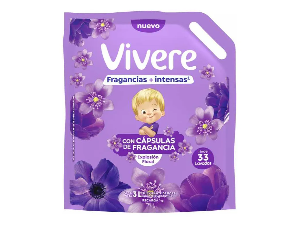 Suavizante Nuevo Vivere Violetas Y Flores Blancas 3 L