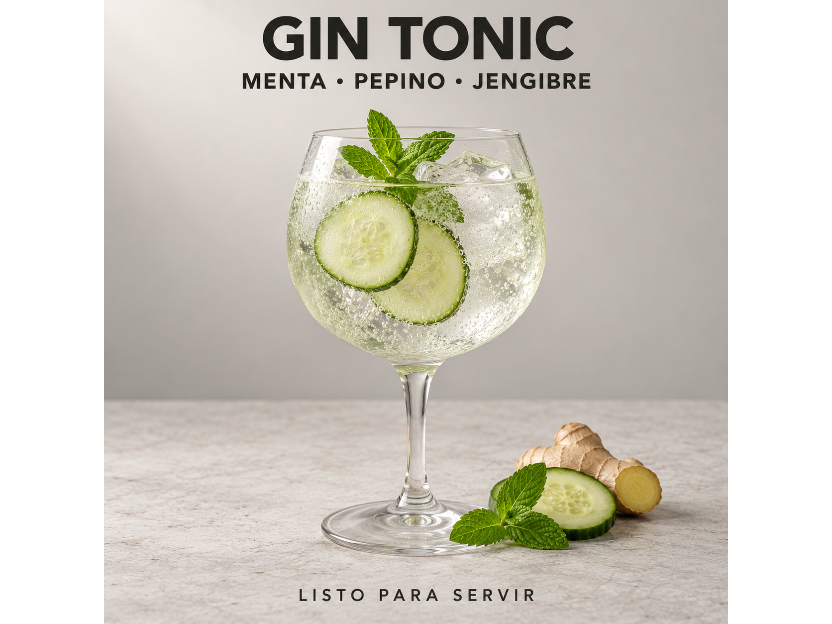 Gin Tonic Menta, pepino y jengibre