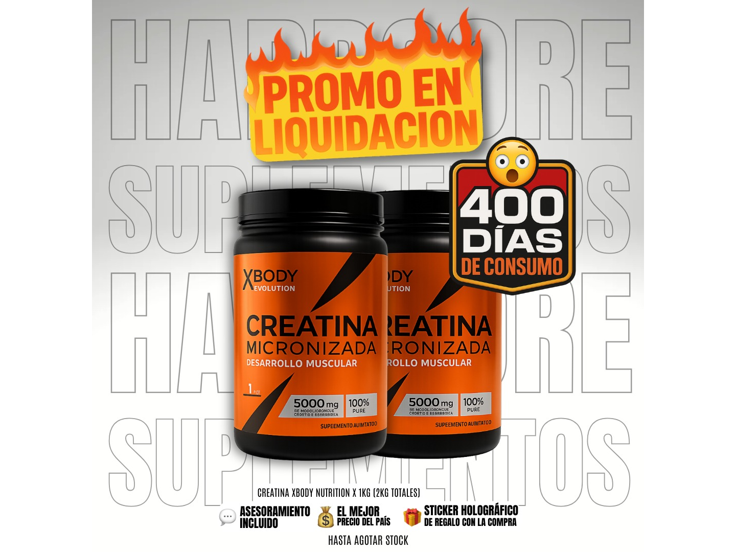 CREATINA XBODY 1KG X2 (2KG TOTALES)