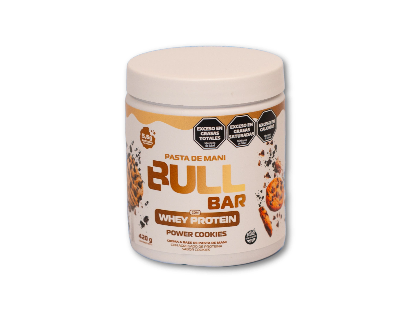 BULL BAR Pasta de Mani con Proteina Power Cookies 420g - Sin TACC