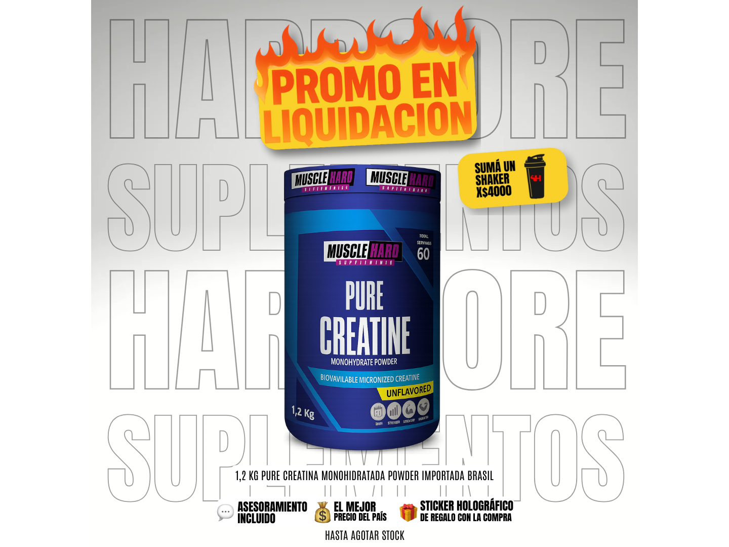 1,2 KG PURE CREATINA MONOHIDRATADA POWDER IMPORTADA BRASIL MUSCLE MAX