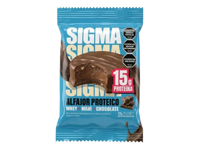 Alfajor Sigma Con Proteina Chocolate X 63g