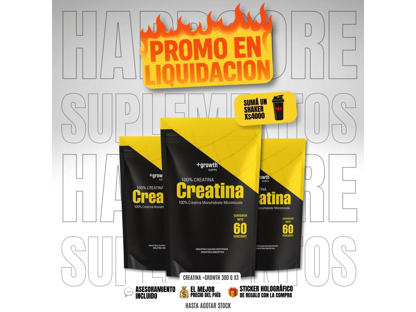 CREATINA +GROWTH 300 GR X 3