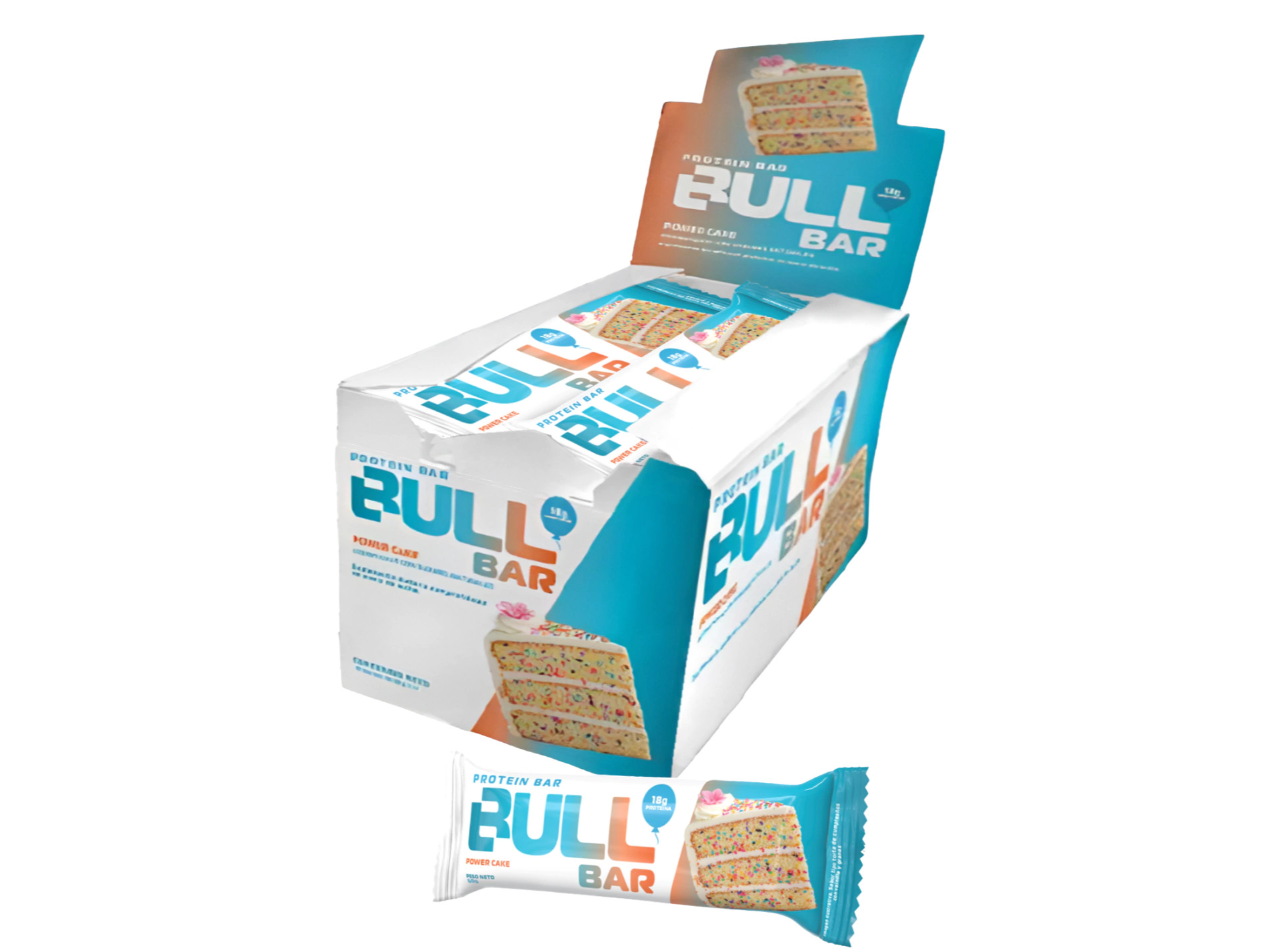 CAJA BULL BAR 60GR Barra de Whey Protein Sabor CAKE - Caja x10