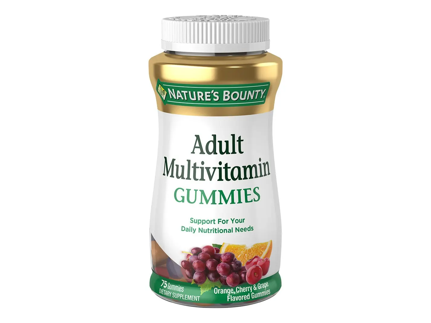 Multivitaminas Gomitas Natures Bounty Adult Sabor Naranja Cereza Uva 75u