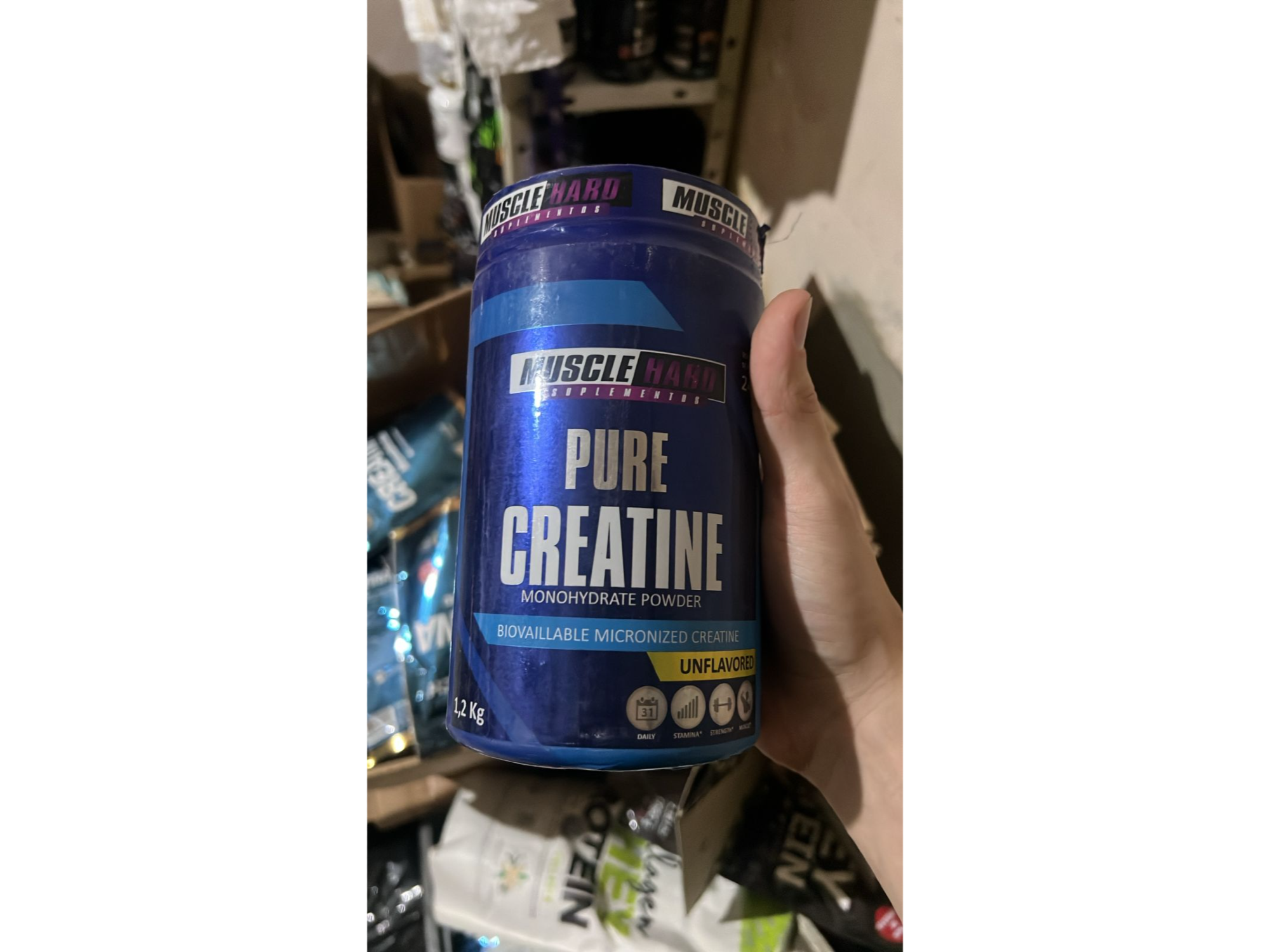PURE CREATINA MUSCLE HARD BRASIL 1.2kg vino mal sellada