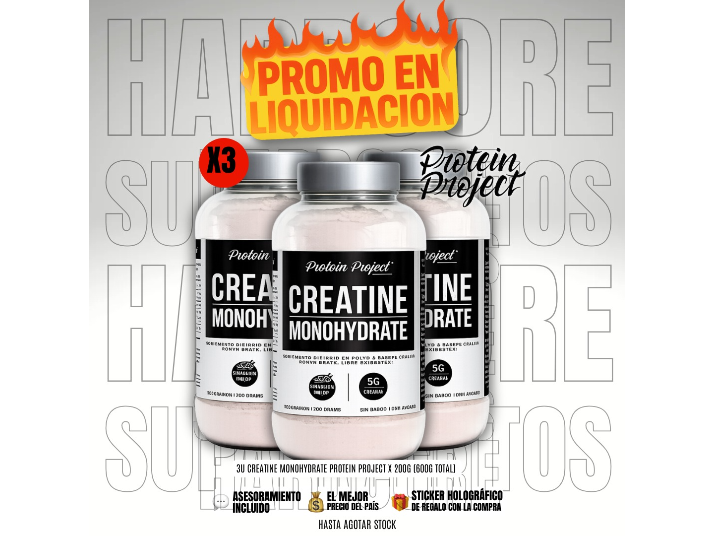 3U Creatine Monohydrate Protein Project X 200g (600G TOTAL)