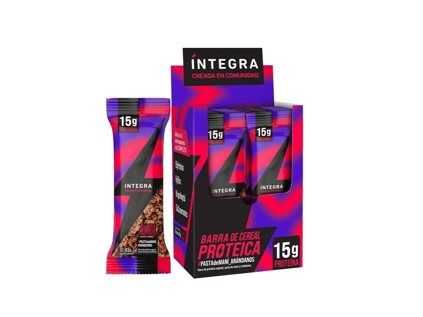 INTEGRA Barra Proteica Pasta de Mani y Arandanos Caja 10 Unidades