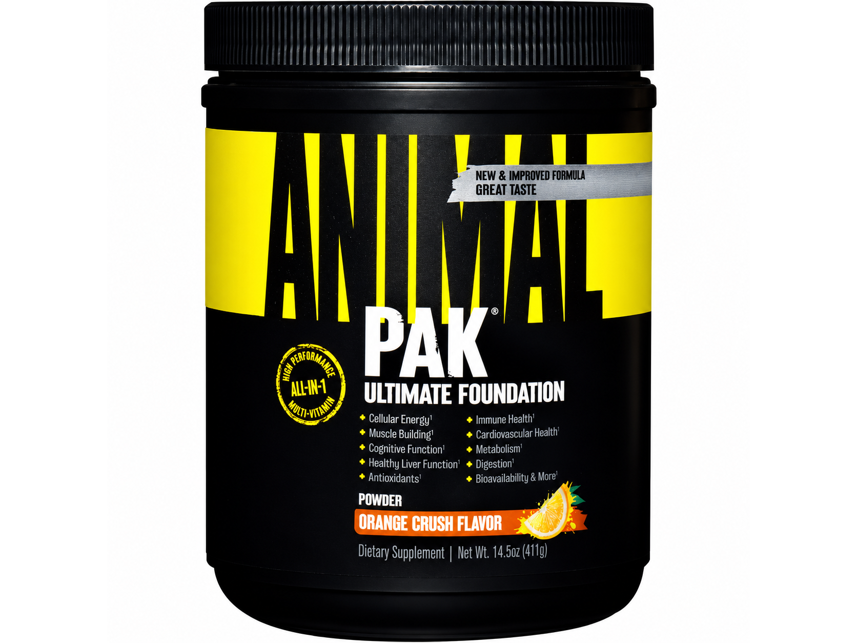 ANIMAL PAK POWDER 411 G Sabor NARANJA