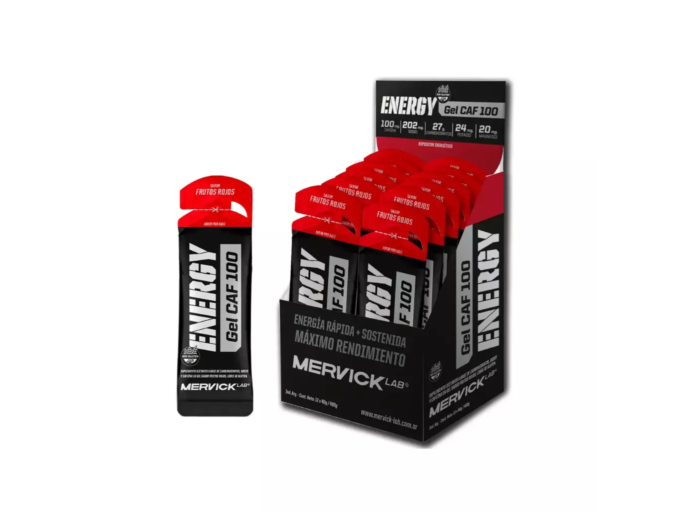 Energy Gel CAF 100 Mervick Varios Sabores x12u