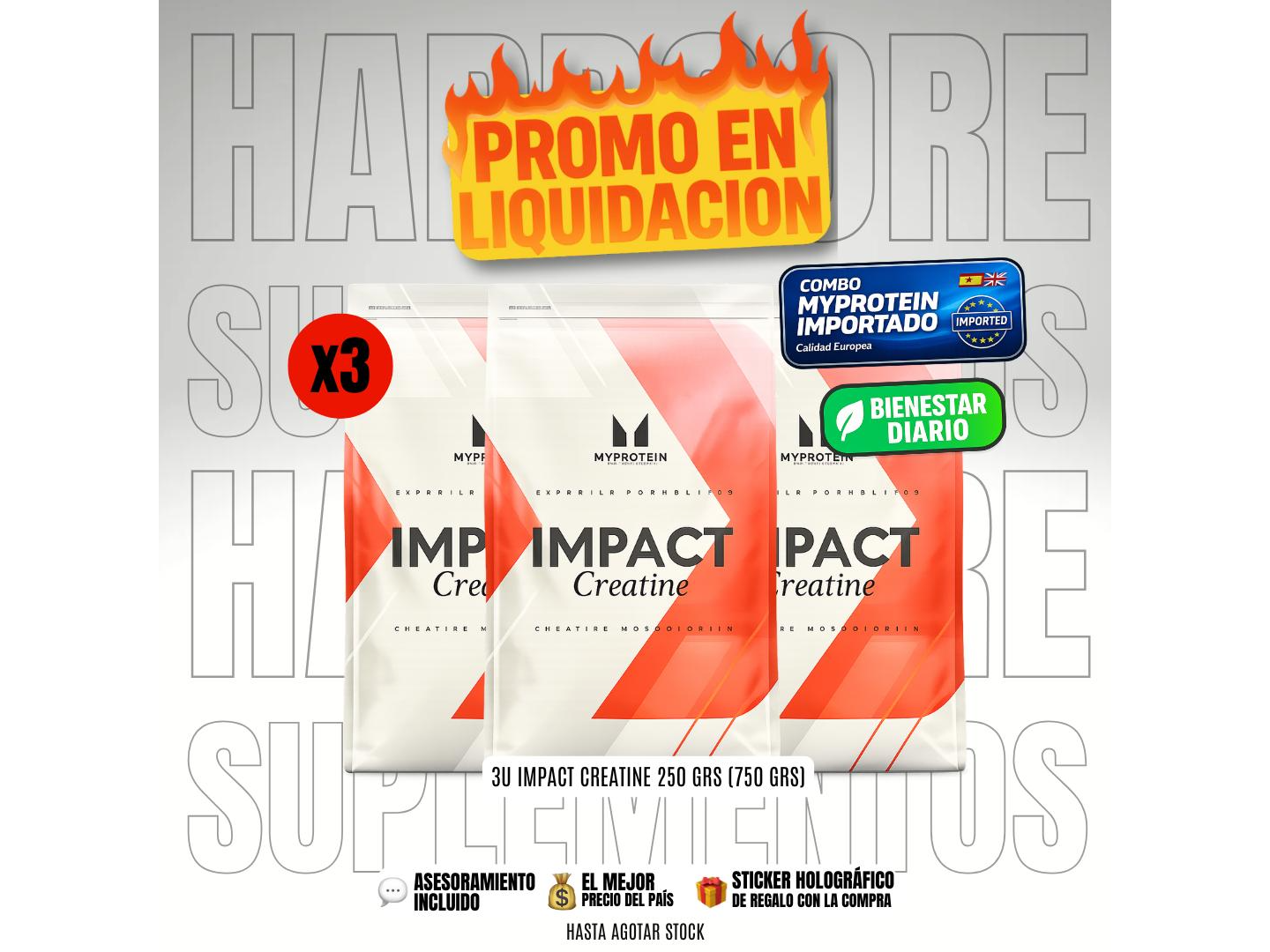 3U IMPACT CREATINE 250 GRS (750 grs)