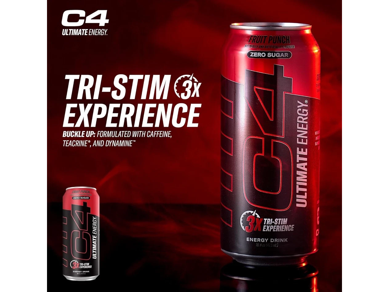 C4 Ultimate Energy Fruit Punch Zero Sugar Drink 16 fl oz