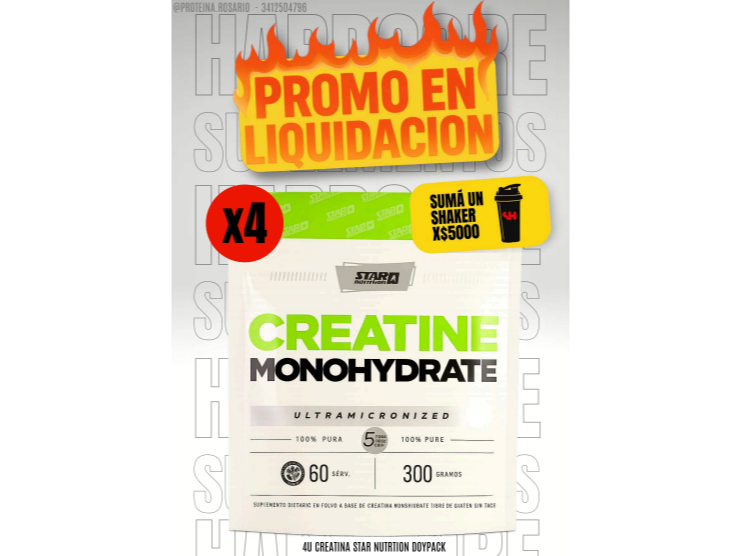4U CREATINA STAR NUTRITION DOYPACK 300G C/U (1200G TOTALES)