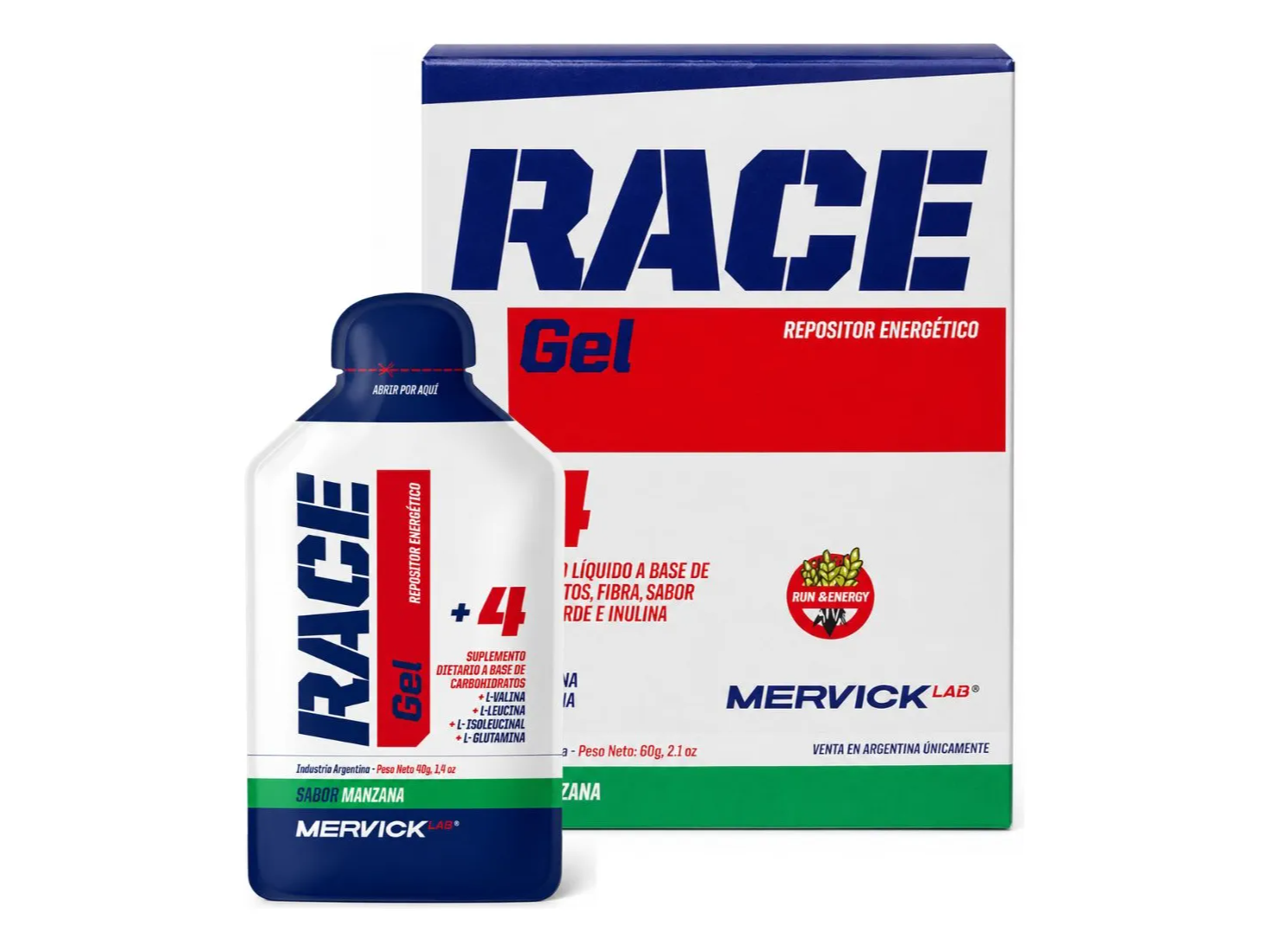 Gel Race Repositor Energético Manzana Mervick 12 Uds