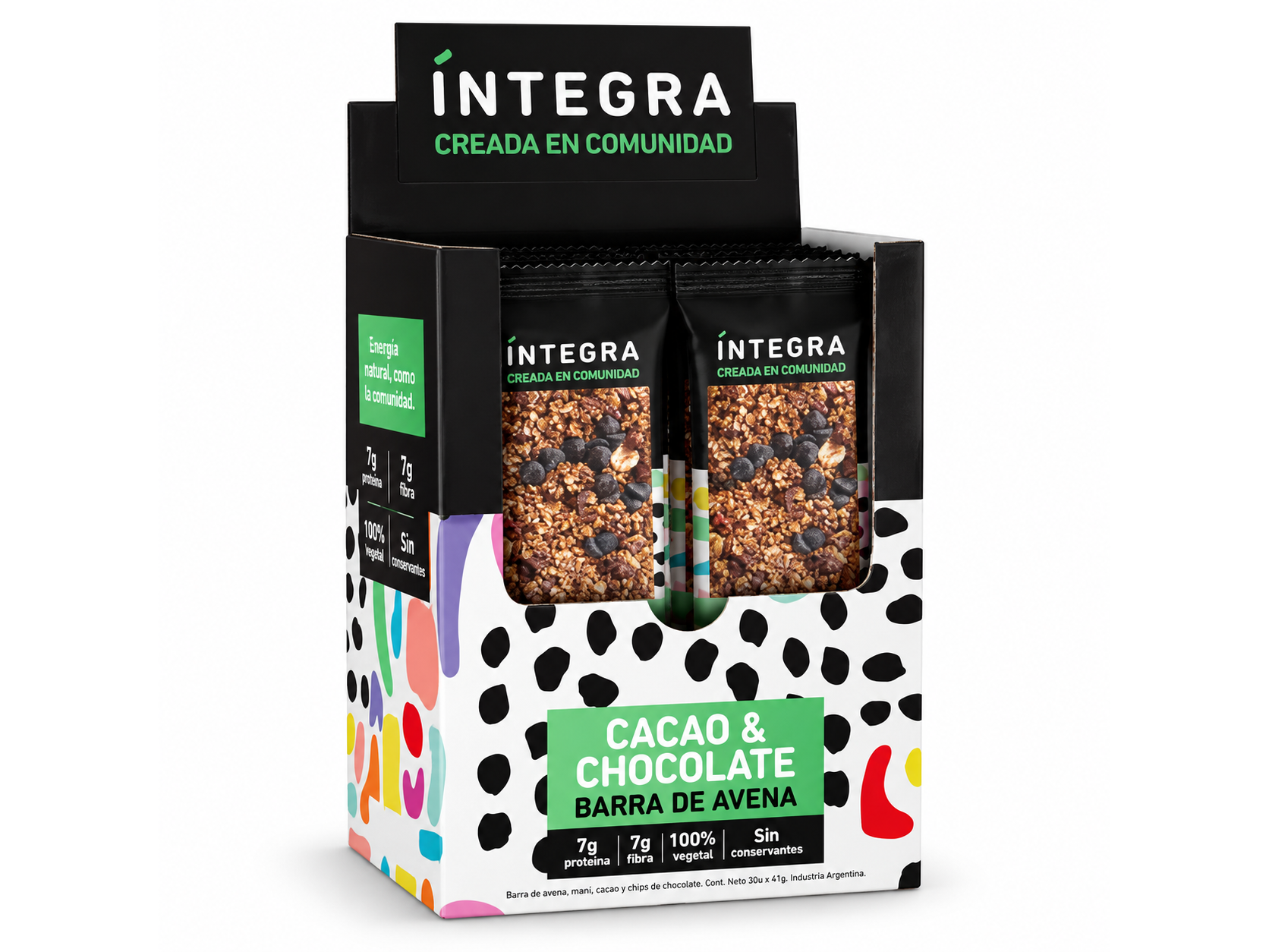 CAJA DE BARRITAS DE Avena Y Cacao - Integra Pack x10 unidades.