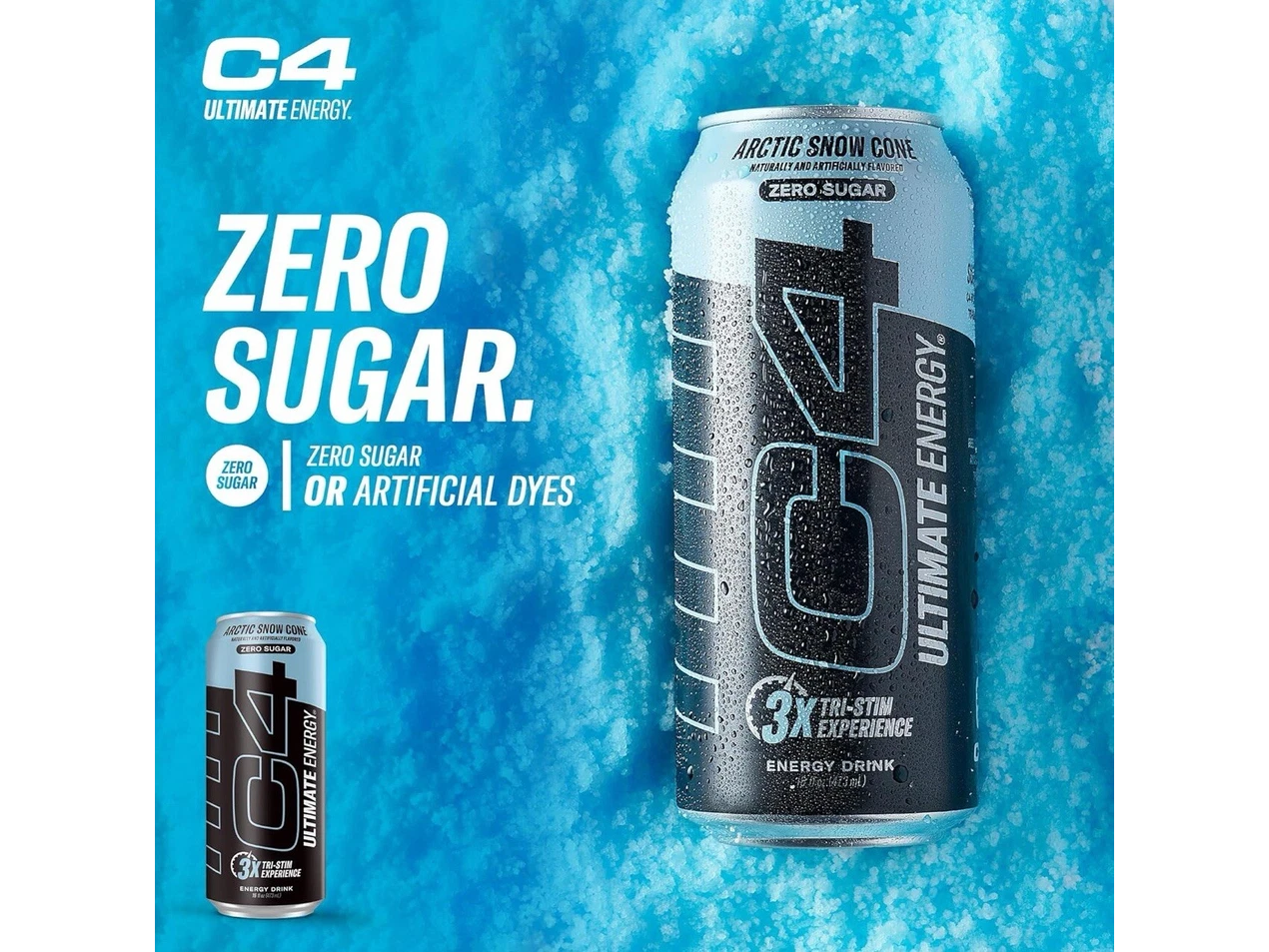 C4 Ultimate Energy Artic Snow Cone Zero Sugar Drink 16 fl oz